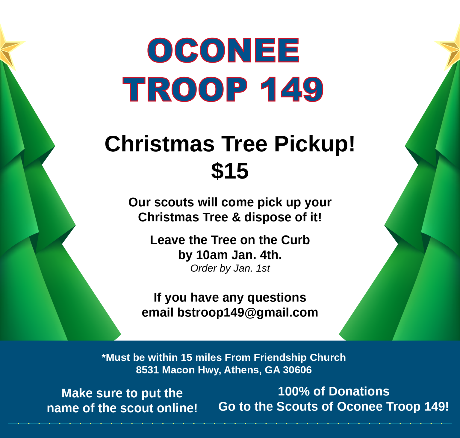 Christmas Tree Pickup and Disposal – Oconee Troop 149